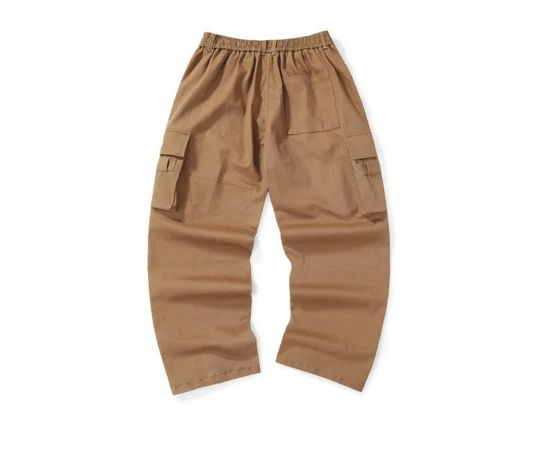 Safari Style Brown Plain Casual Pants