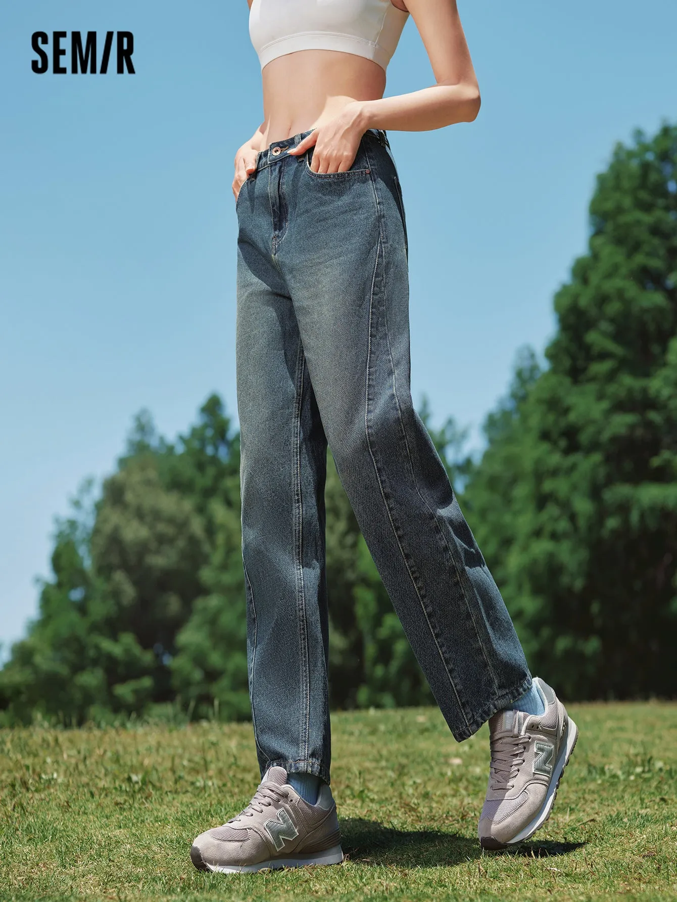 Semir Women Loose Fit Tapered TrousersDenim Trousers