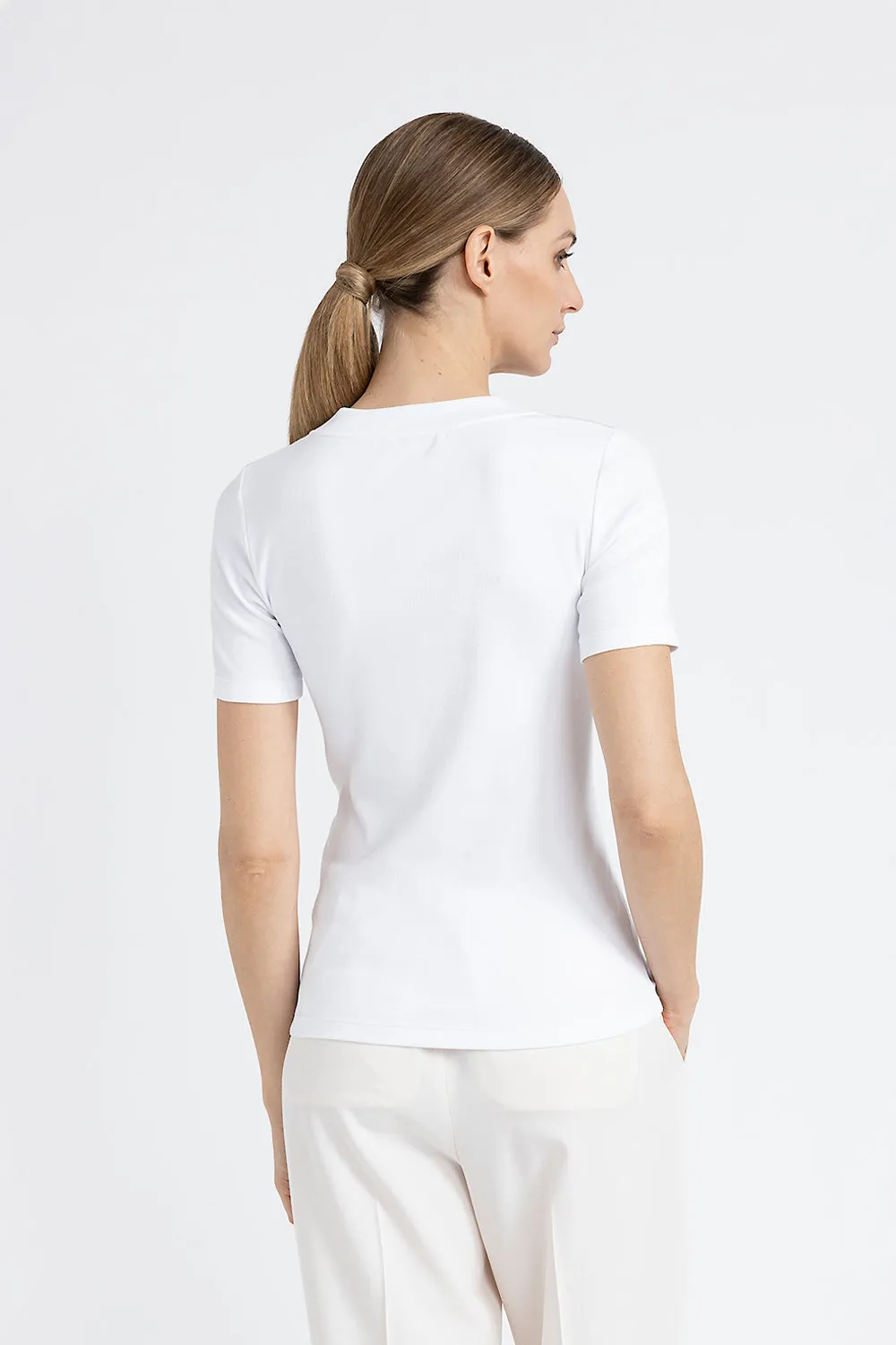 Silk V-neck jersey T-shirt