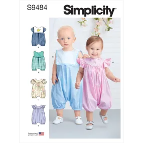 Simplicity Sewing Pattern S9484 Babies' Rompers