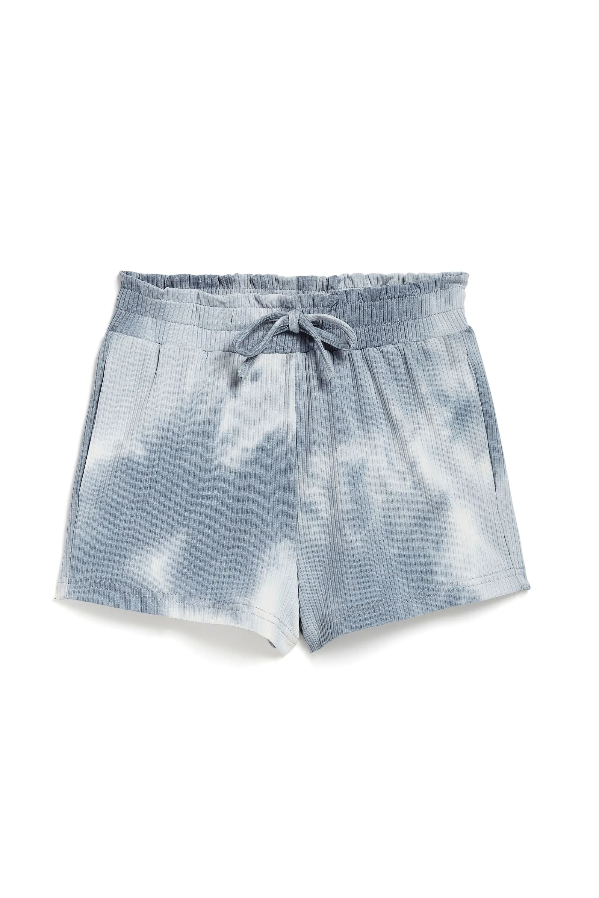 Smocked Waist Tie Dye Knit Short In Blue