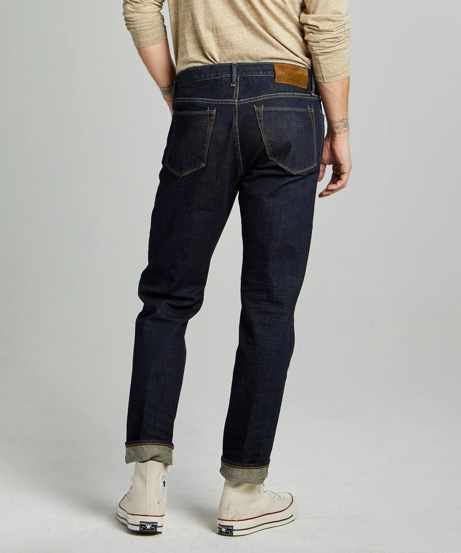 Straight Fit Japanese Stretch Selvedge Jean In Indigo Rinse