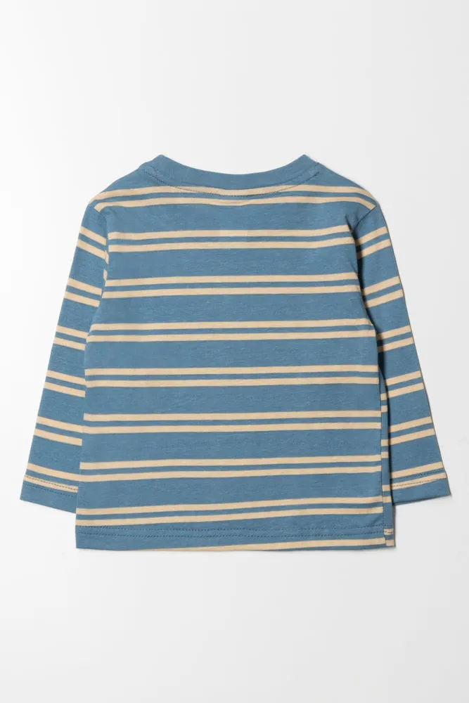 Stripe Long Sleeve T-Shirt Teal And Natural
