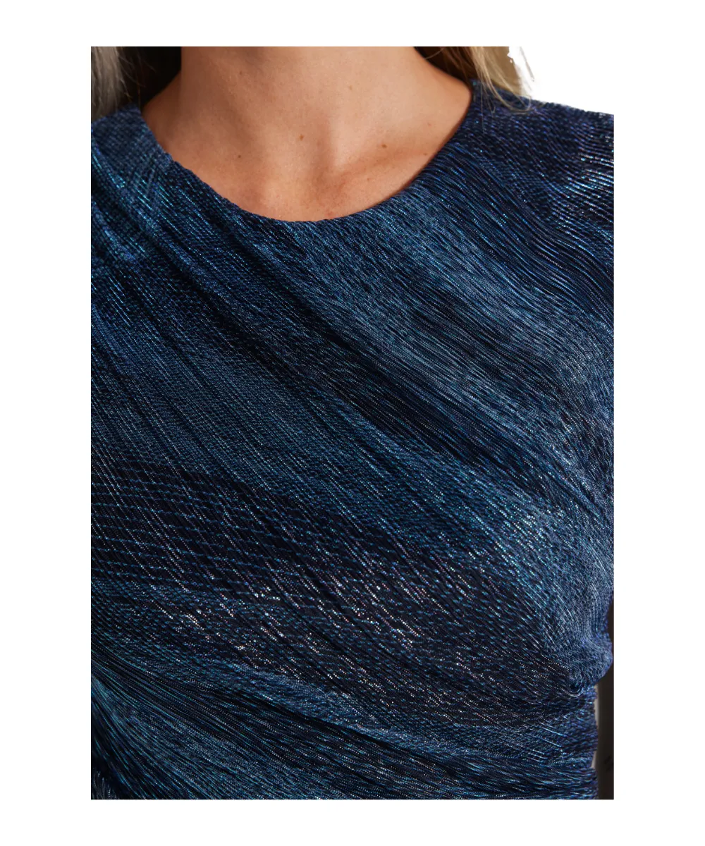 SWING PLEATED DRESS IN BLUE