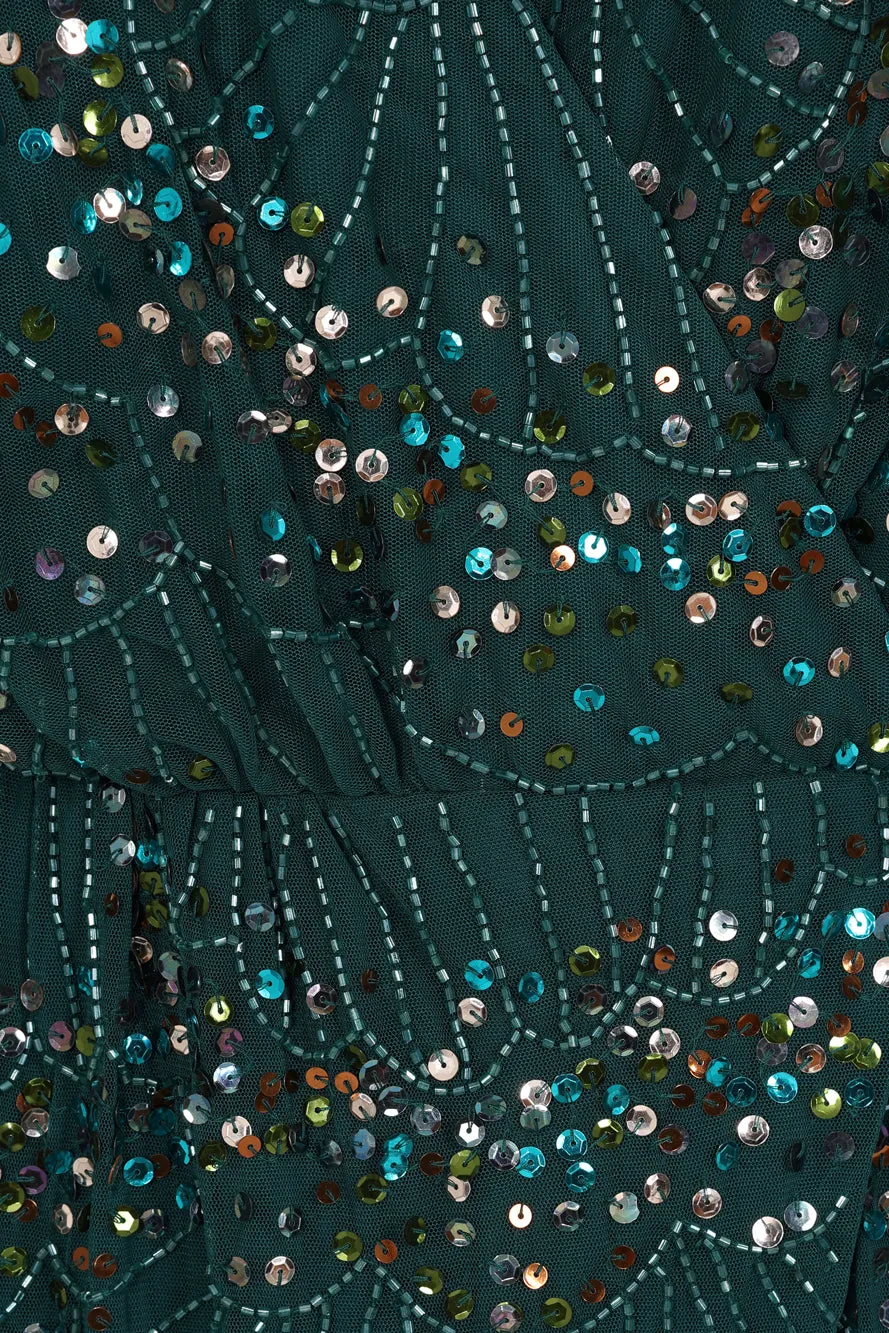 Sylvia Green Sequin Maxi Dress