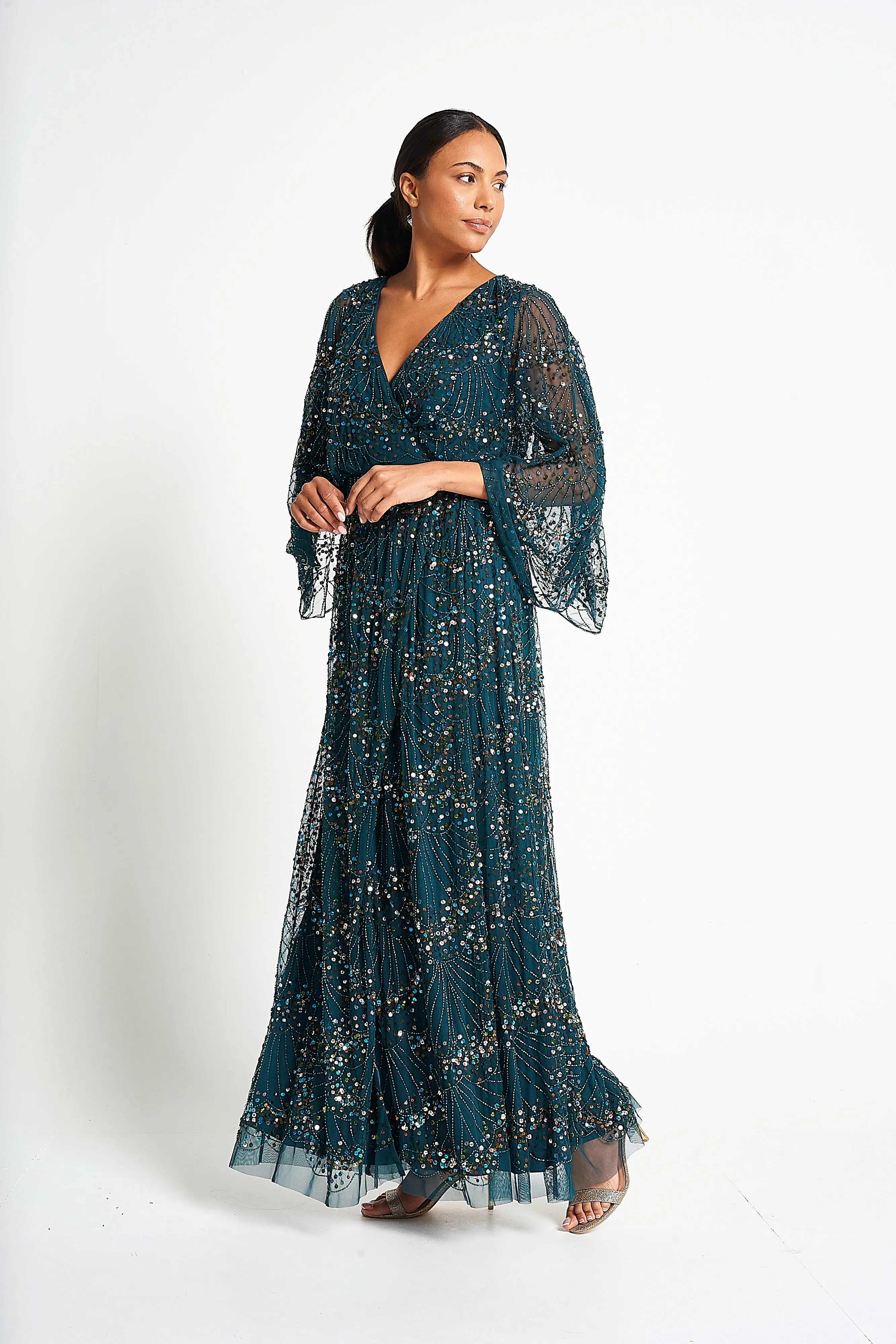 Sylvia Green Sequin Maxi Dress