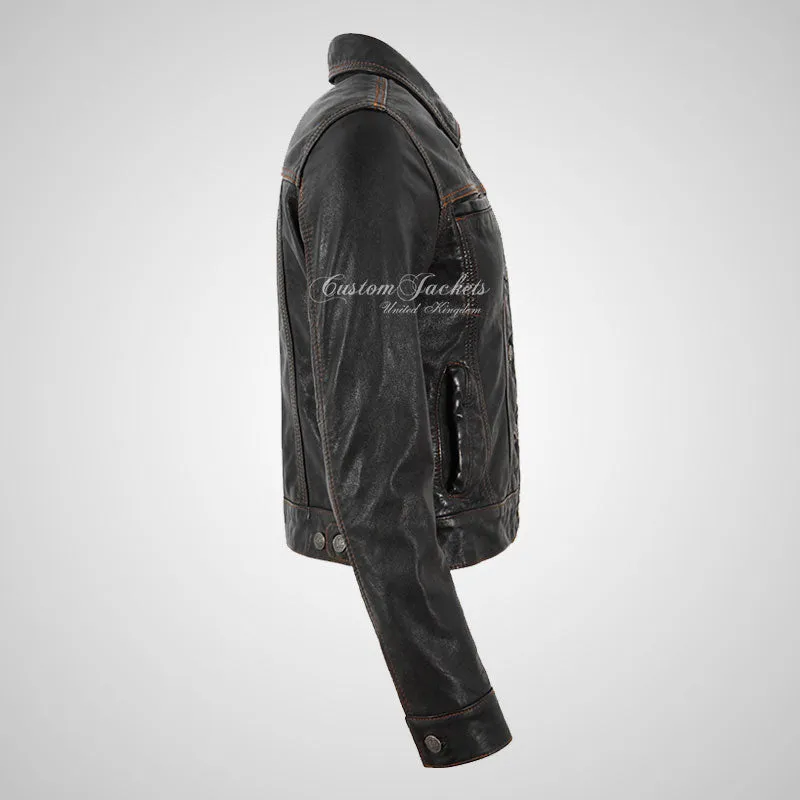 THIRSK Women Leather Denim Jacket Shirt Style Jacket