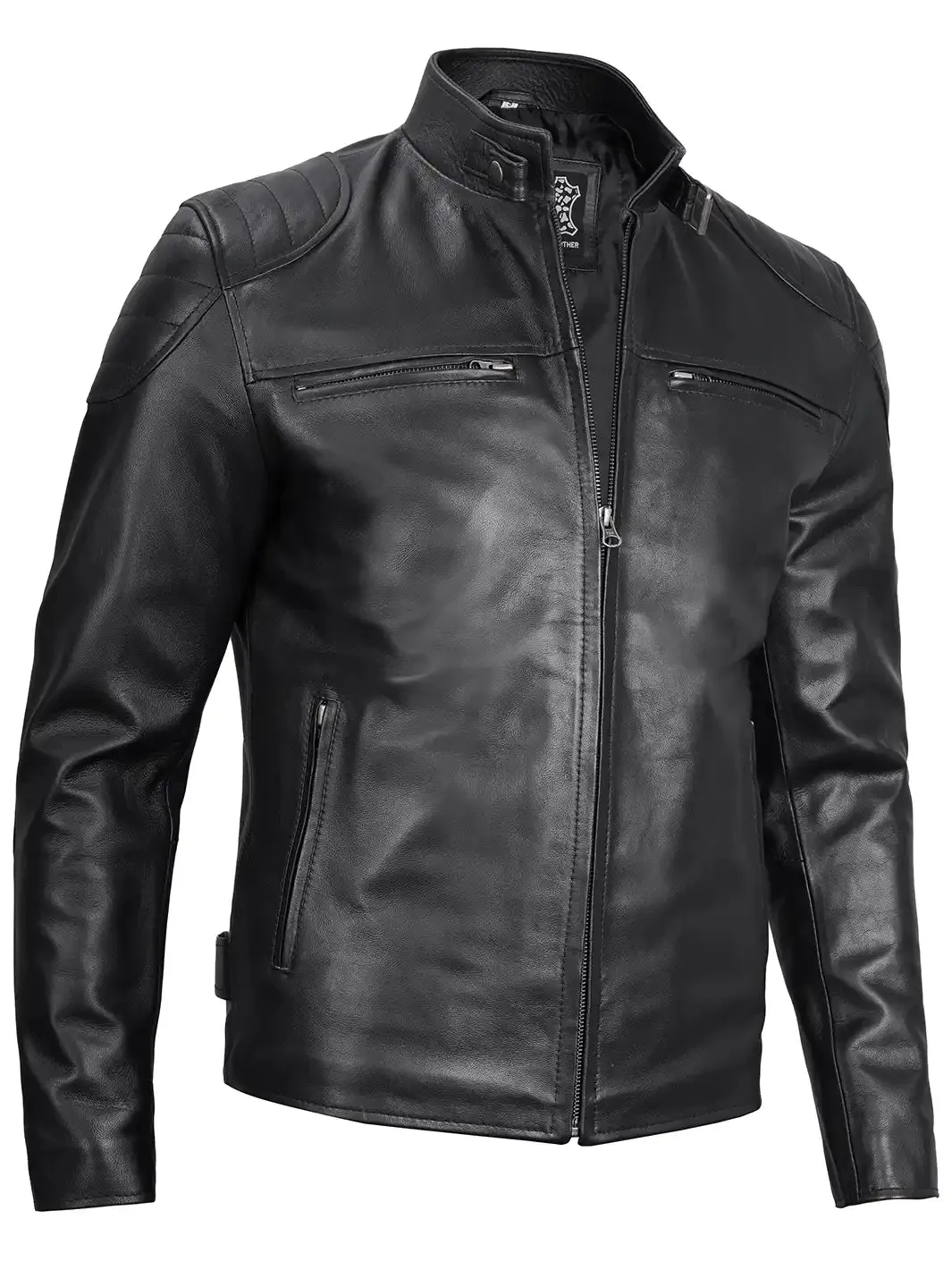 Vermont Men's Black Motorcycle Leather Jacket