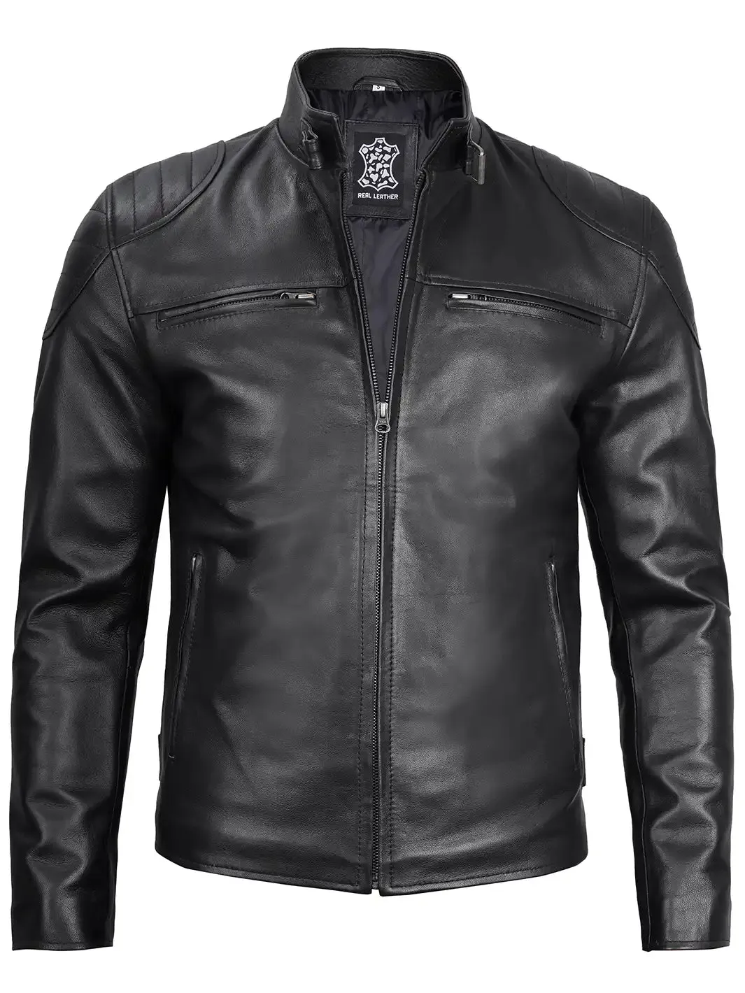 Vermont Men's Black Motorcycle Leather Jacket