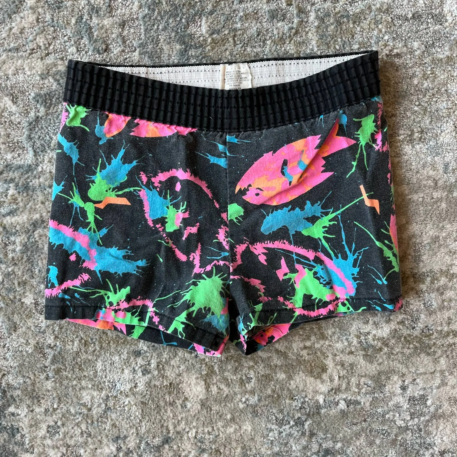 Vintage Black Neon Fish Shorts 3T USA