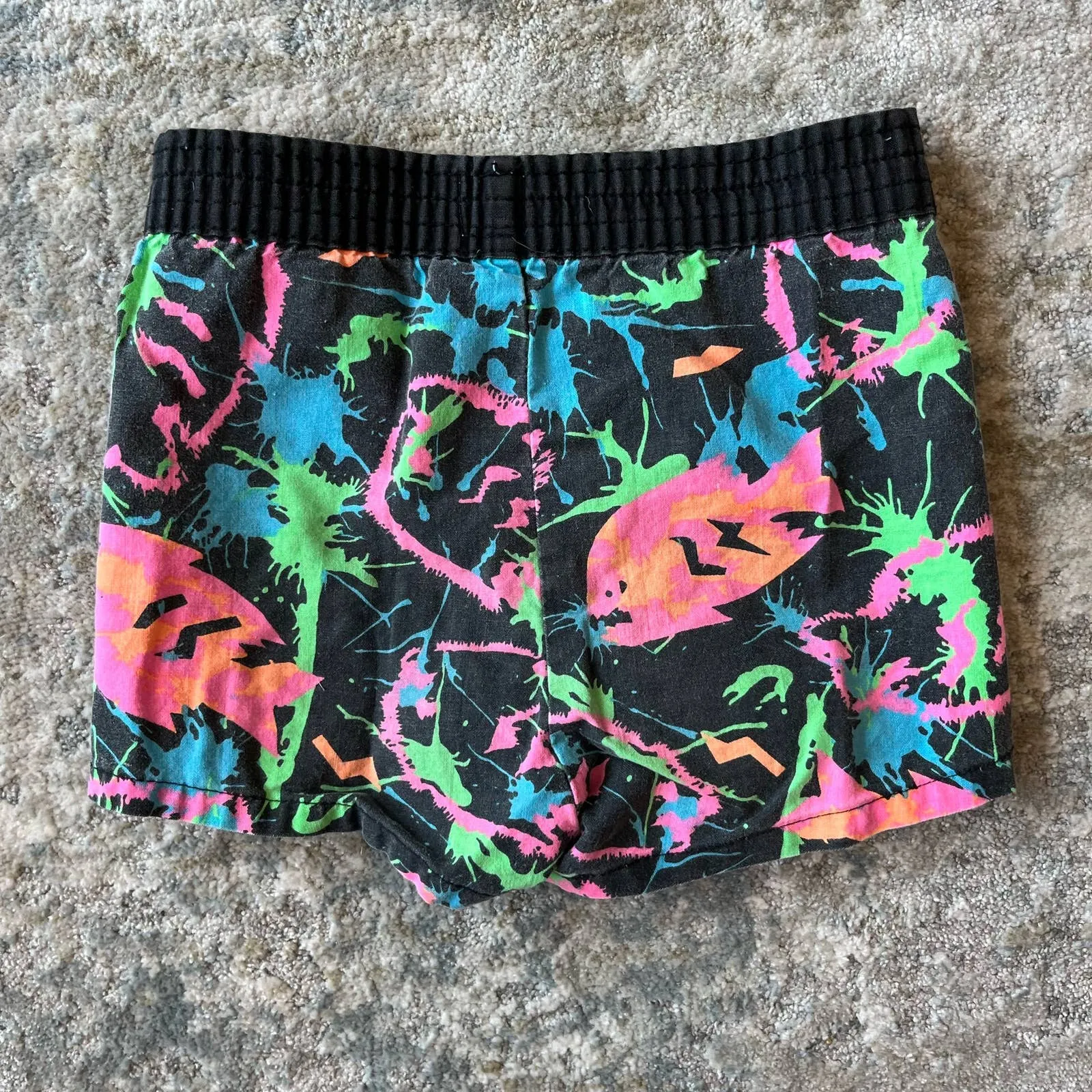 Vintage Black Neon Fish Shorts 3T USA