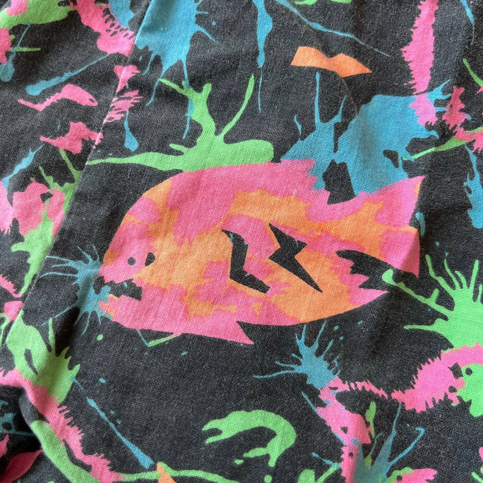 Vintage Black Neon Fish Shorts 3T USA
