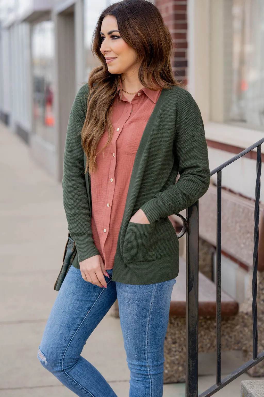 Waffled Two Pocket Cardigan