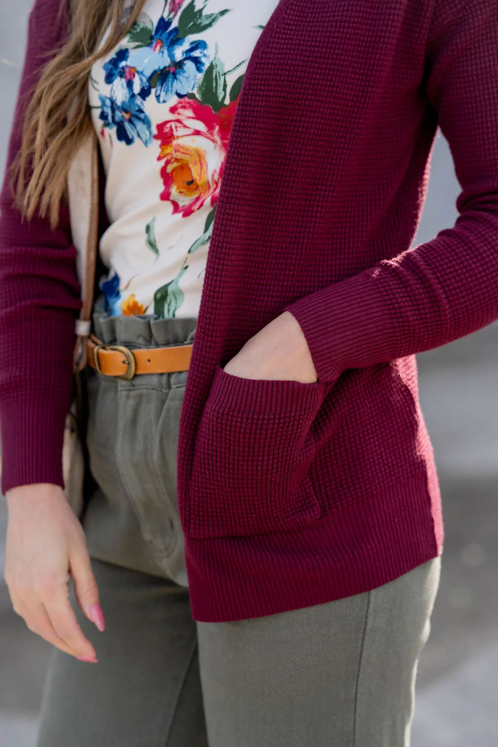 Waffled Two Pocket Cardigan