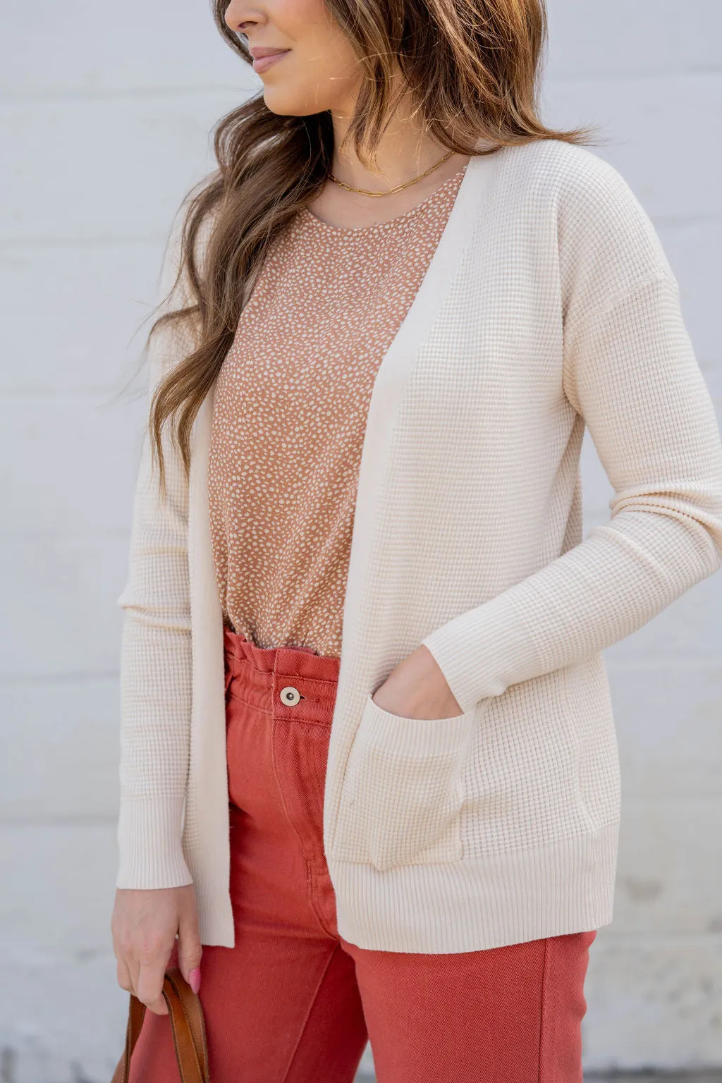 Waffled Two Pocket Cardigan