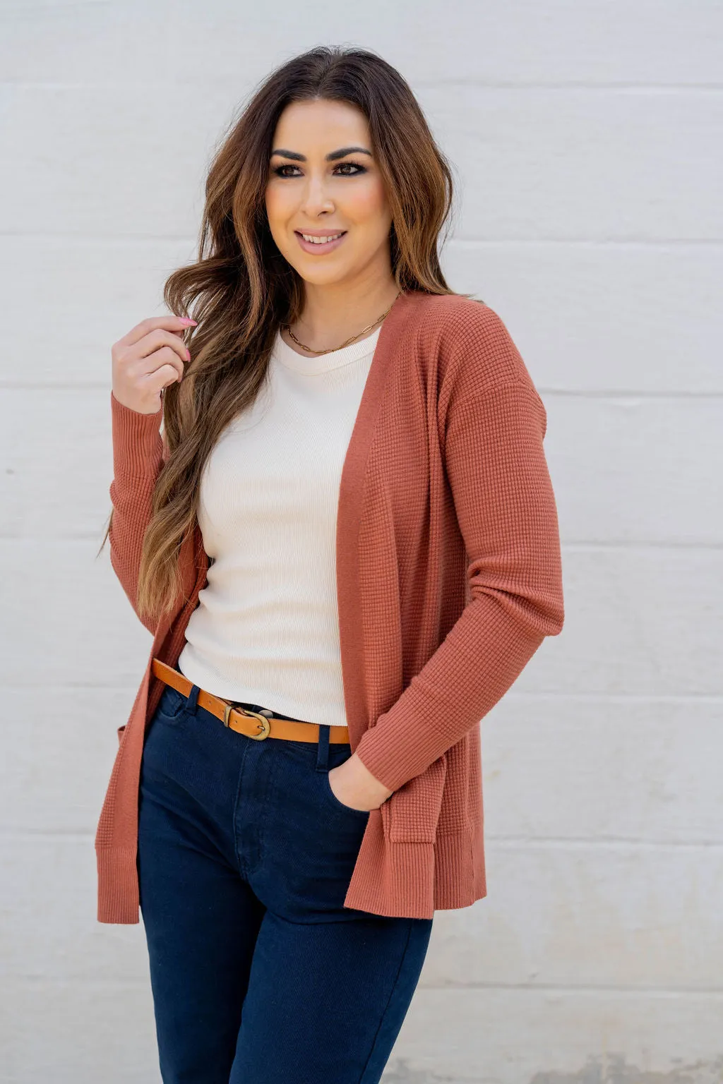 Waffled Two Pocket Cardigan