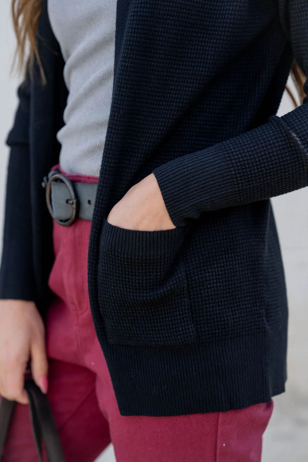 Waffled Two Pocket Cardigan