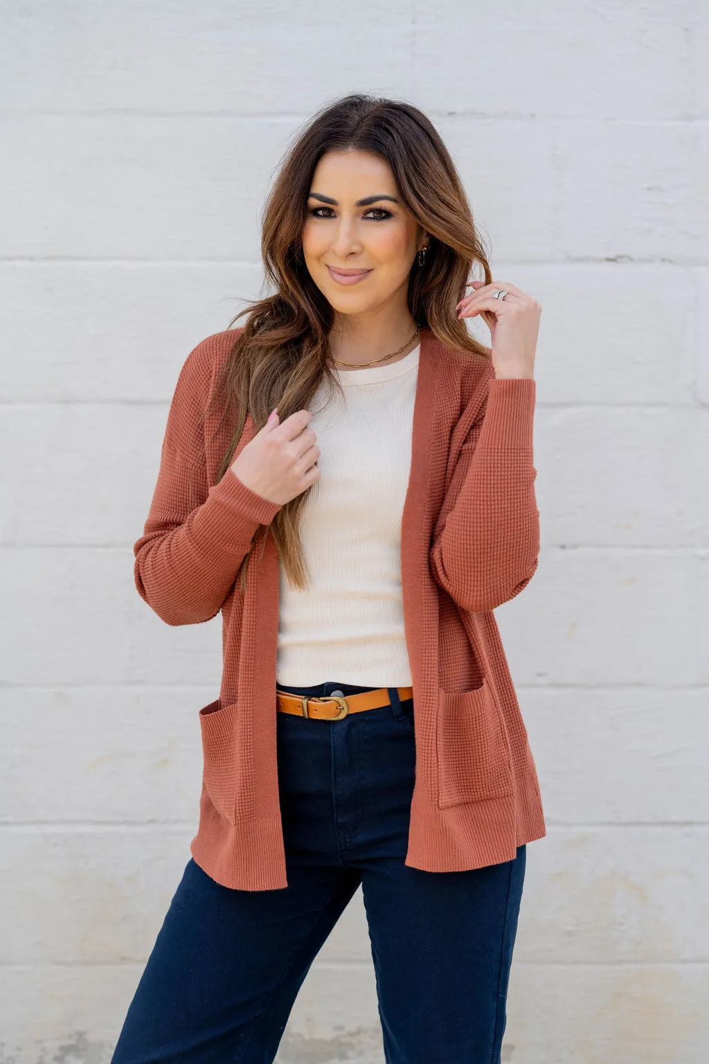 Waffled Two Pocket Cardigan