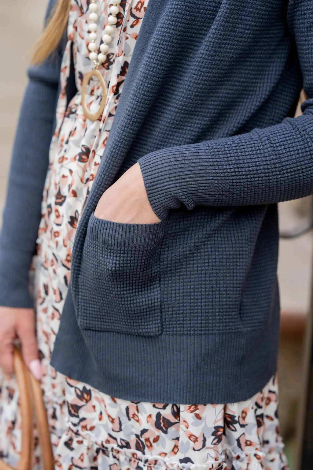 Waffled Two Pocket Cardigan