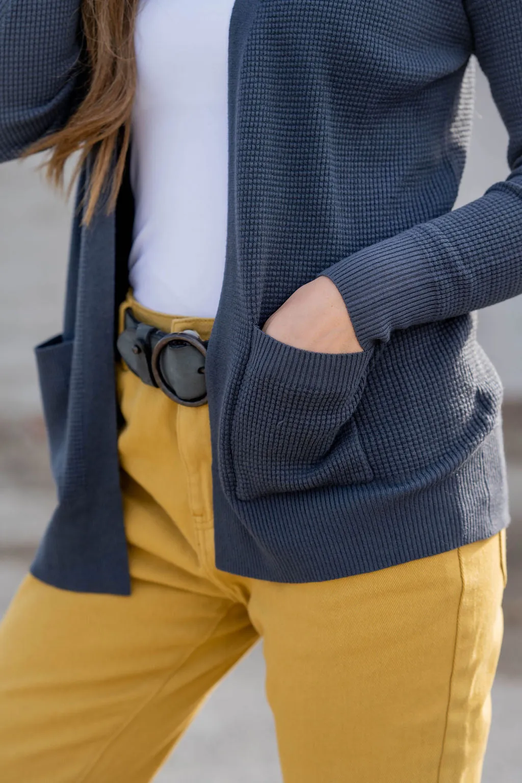 Waffled Two Pocket Cardigan