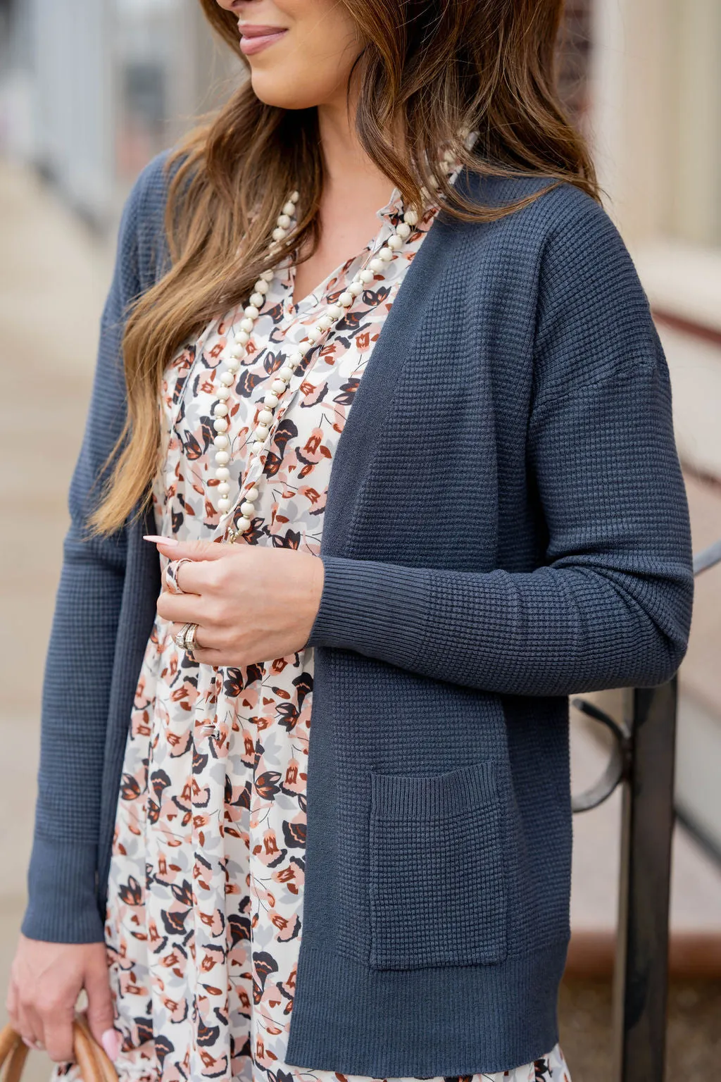 Waffled Two Pocket Cardigan