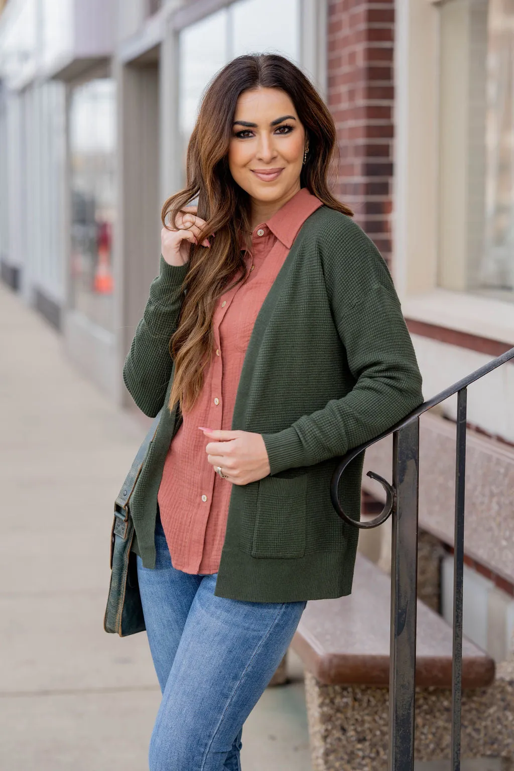 Waffled Two Pocket Cardigan