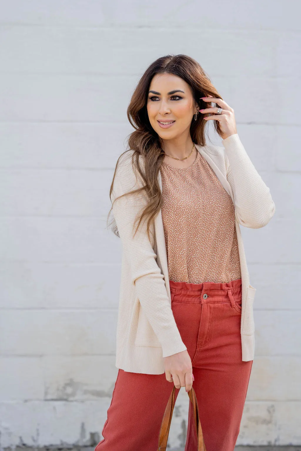 Waffled Two Pocket Cardigan