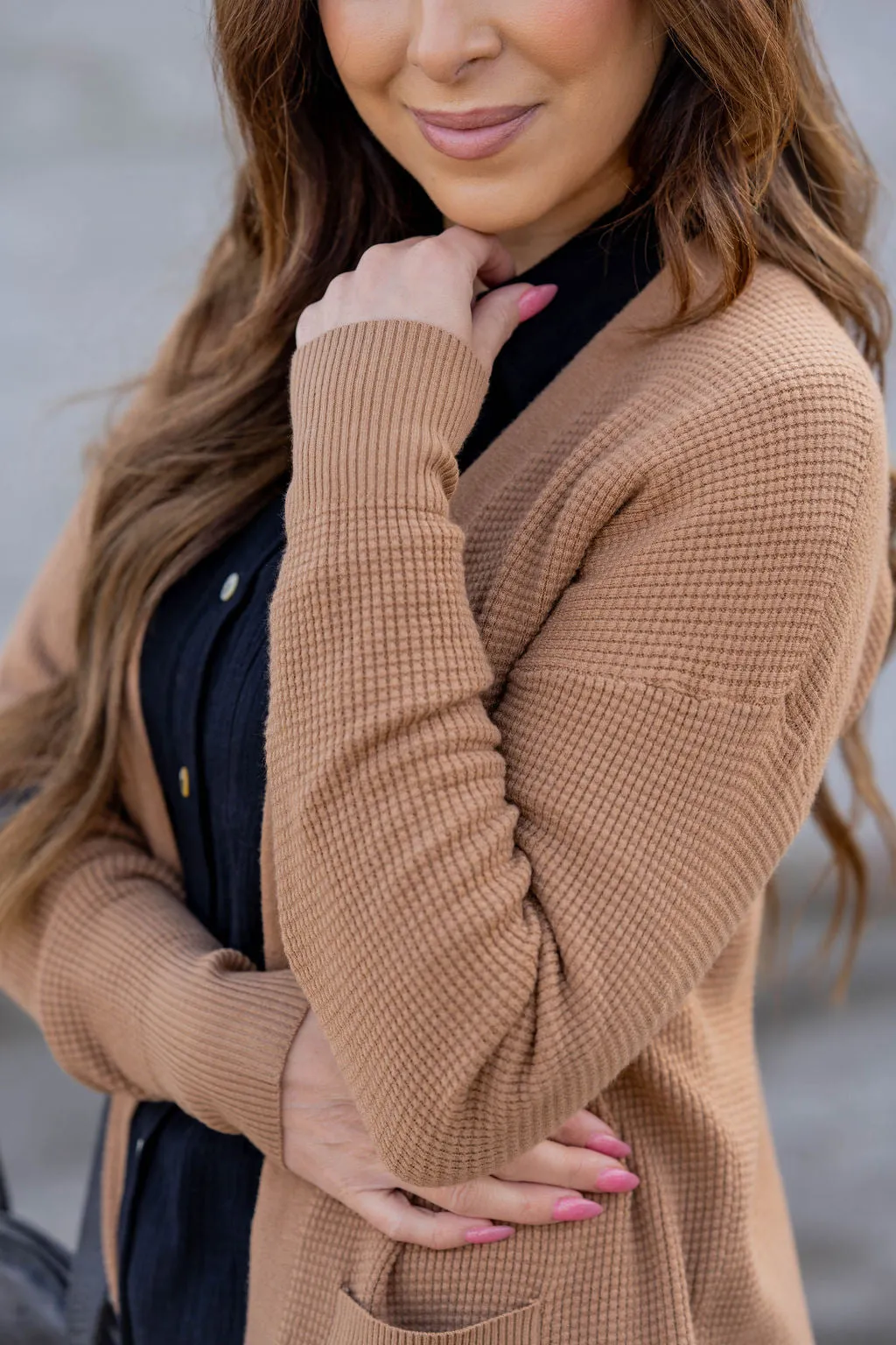 Waffled Two Pocket Cardigan