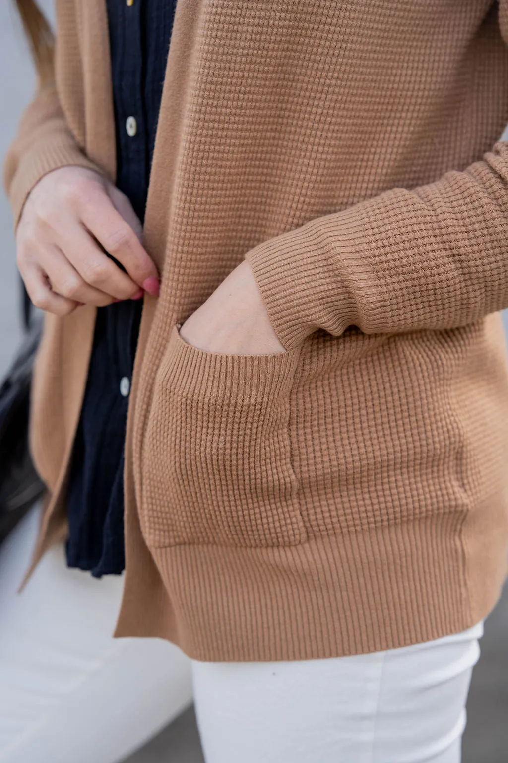 Waffled Two Pocket Cardigan