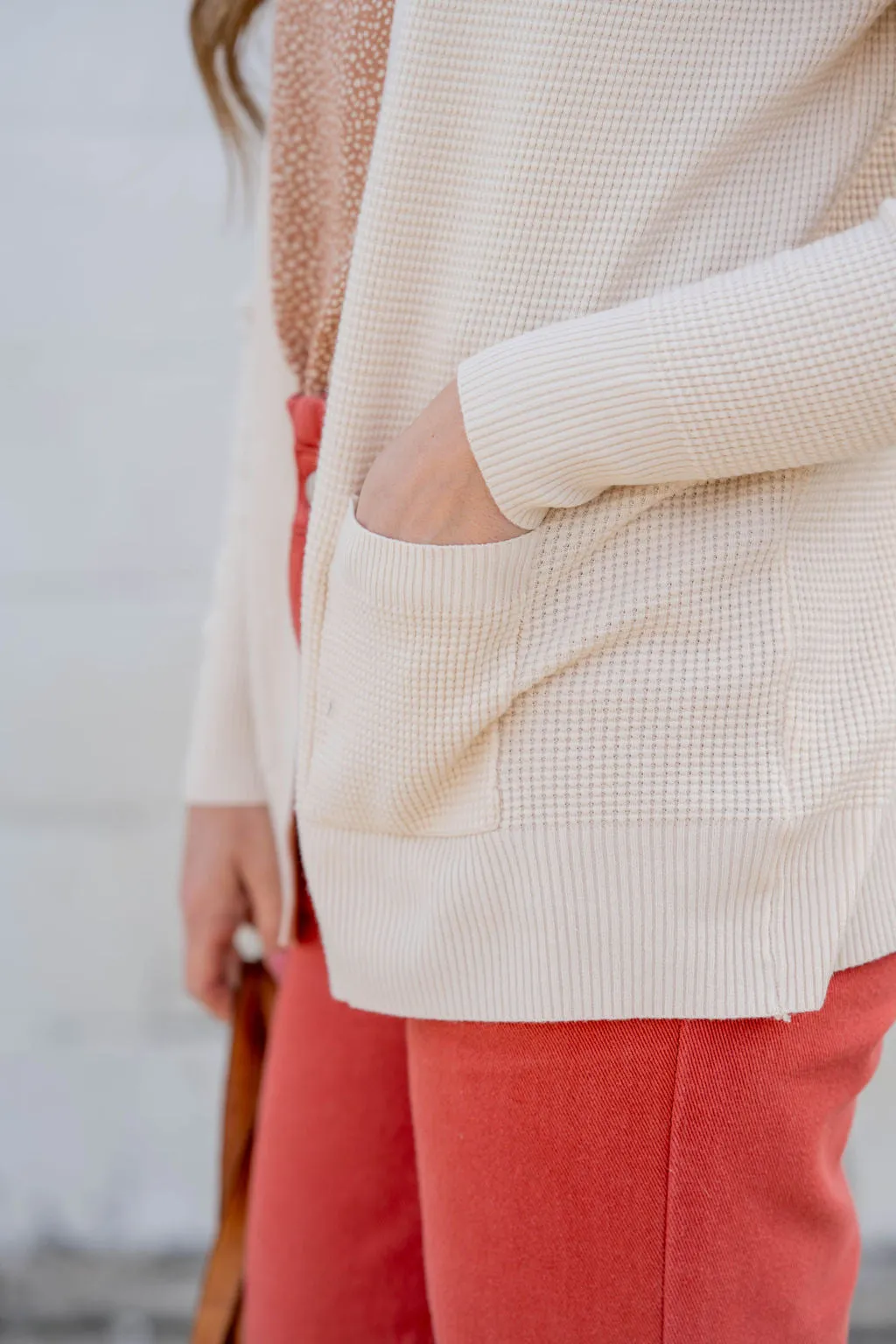 Waffled Two Pocket Cardigan