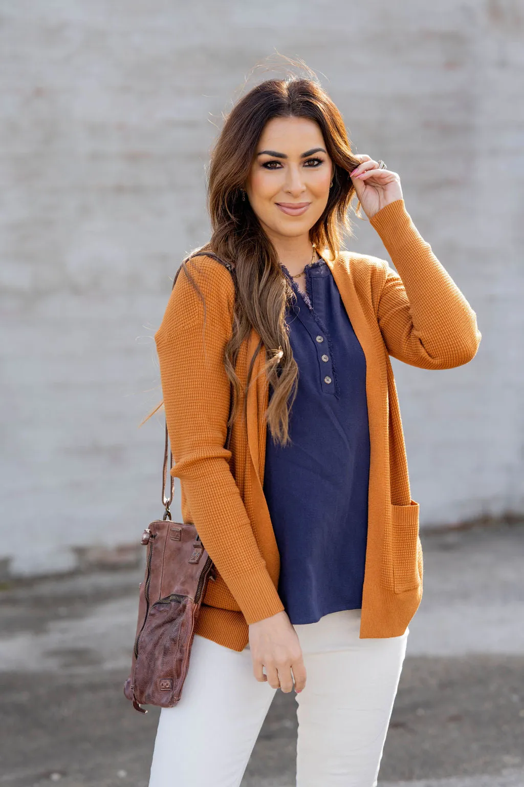 Waffled Two Pocket Cardigan