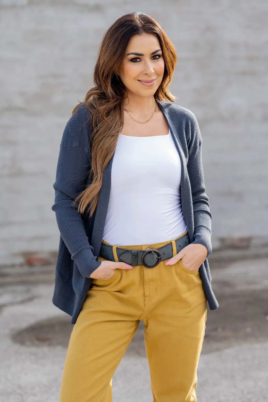 Waffled Two Pocket Cardigan