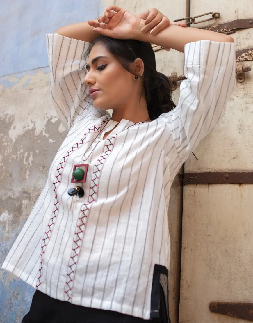 White Striped Top