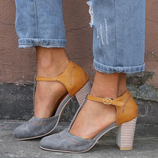 Women'S Vintage Chunky High Heel Sandals 36719001